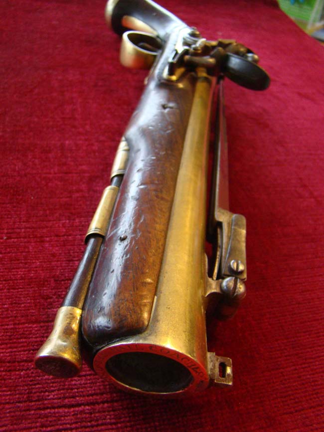 A fine and rare English flintlock blunderbuss pistol by Durs Egg inscribed "FOR HIS MAJESTY'S MAIL COACHES" circa 1800 — image 9